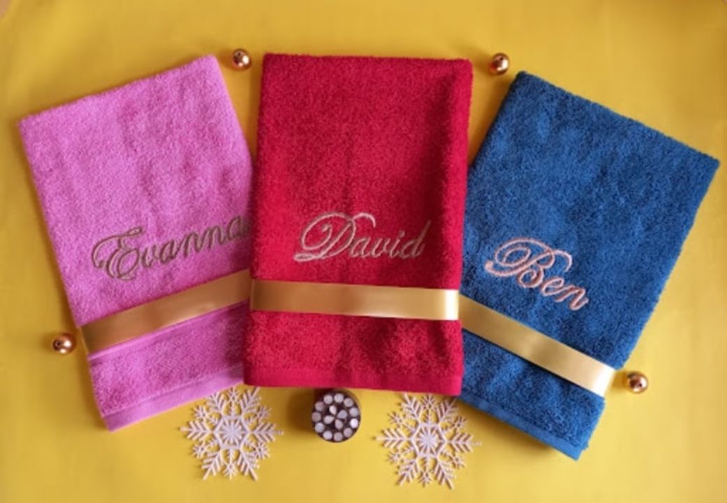 Personalized Towel with only name set  uploaded by business on 1/14/2022
