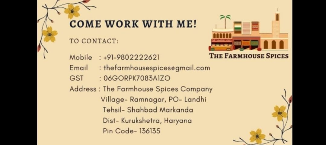 Visiting card store images of The farmhouse spices company