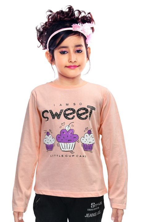 Printed Cotton Full Sleeves Pretty Elegant Girls T-shirt  uploaded by ME COLLECTION on 1/15/2022