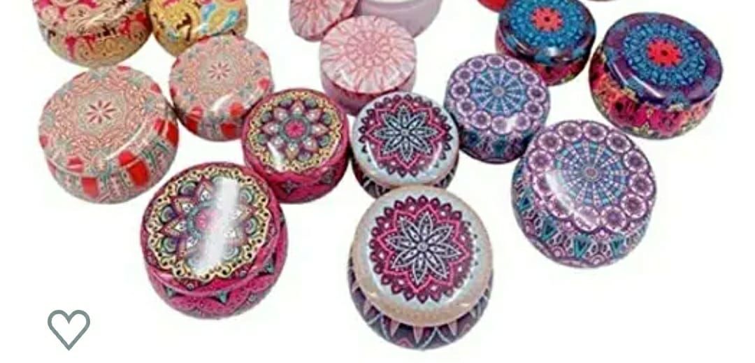 Post image I want 25 Pieces of Fancy tin containers  medium  size.
Below are some sample images of what I want.
