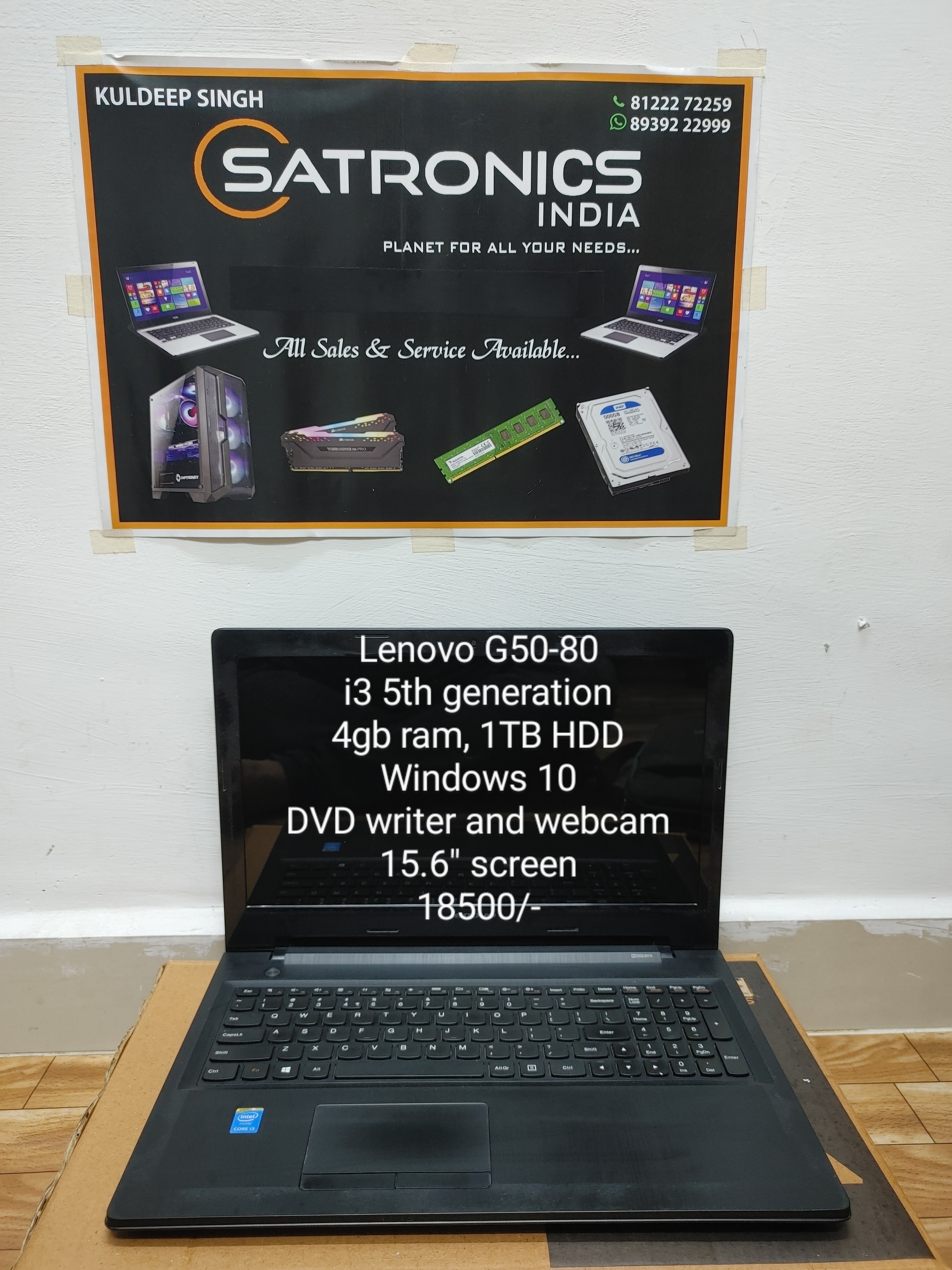Lenovo G50-80 laptop uploaded by Satronics India on 1/16/2022