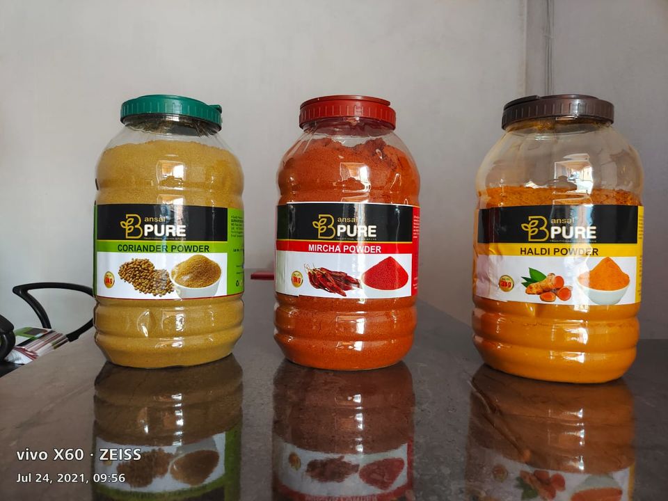 Post image Haldi 3 kg, Mircha 3kg, Dhania 3kg jar are Available in best price... Contact me 9572897970,9199607317