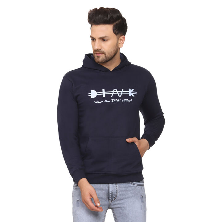 Men’s Navy Blue Brand Logo Printed Pure Cotton Hoodie uploaded by DINK on 1/16/2022