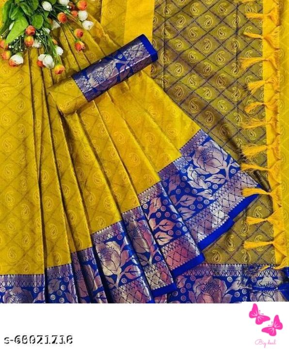 Post image ₹ 699 Rose Desing Cottan Silk Saree (yellow blue)Saree Fabric: Cotton SilkBlouse: Running BlouseBlouse Fabric: Cotton SilkPattern: Zari WovenBlouse Pattern: Zari WovenMultipack: SingleSaree Fabric: Cotton Silk Blouse: Running Blouse Blouse Fabric: Cotton Silk Pattern: Zari Woven Blouse Pattern: Zari Woven Multipack: Single Attract compliments this silver striped zari jacquard Saree material for Indian Women from the house of rrb designed as per the latest trends to keep you in sync with high fashion and with your wedding occasion. Made from house of rrb festival wear, wedding wear, ceremony, casual, evening, business. We have many varieties in cotton sarees for women,plain sarees with designer blouse,sarees for women offer,sarees for women, women sarees, designer sarees for wedding,kanjivaram silk saree pure,sarees for women,pattu sarees for wedding, saree for women,designer saree, black saree,saree kanchipuram pure silk, cotton silk sarees for women,silk sarees, sarees for women design,pathani saree, lichi silk sarees, silk sarees for women, cotton sarees for women,sari,sarees for women,sarees for wedding, cotton sarees new collection, silk sarees new collection,saree for women,wedding sarees for women,sarees for women,sarees new collection,kanjivaram silk sarees,cotton saree,new sarees collectionSizes: Free Size (Saree Length Size: 5.5 m, Blouse Length Size: 0.8 m) 