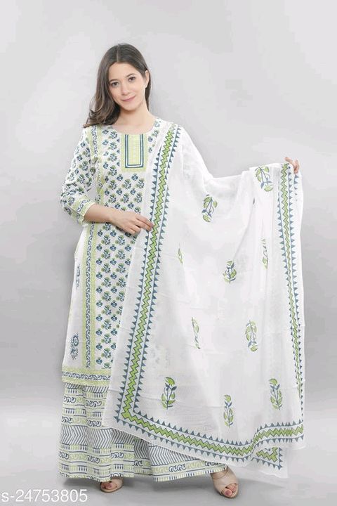 Cotton plazo set with duppata for women's uploaded by business on 1/16/2022