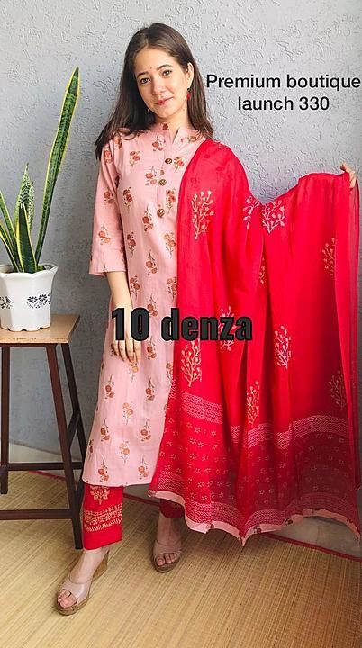 
10 denza presents 
Beautiful ctton floral print kurti with hand work and malmal printed du uploaded by business on 10/1/2020