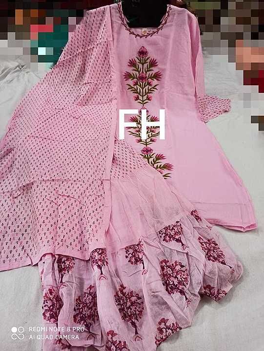 FH

 Cotton top FULLY STICHED  with work

Fully stiched Cotton sharara with  print ..

 Sizes  M L X uploaded by business on 10/1/2020