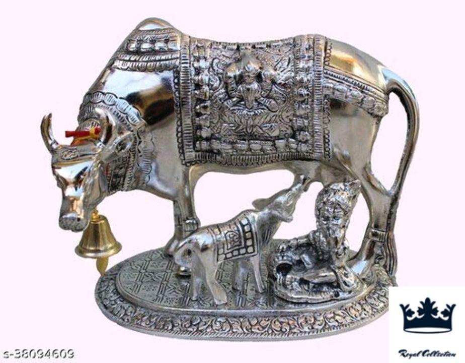 LAXMI MARBLE & GRANITE Kamdhenu Cow with Calf & Krishna Brass God Figure Showpiece Decor uploaded by business on 1/17/2022