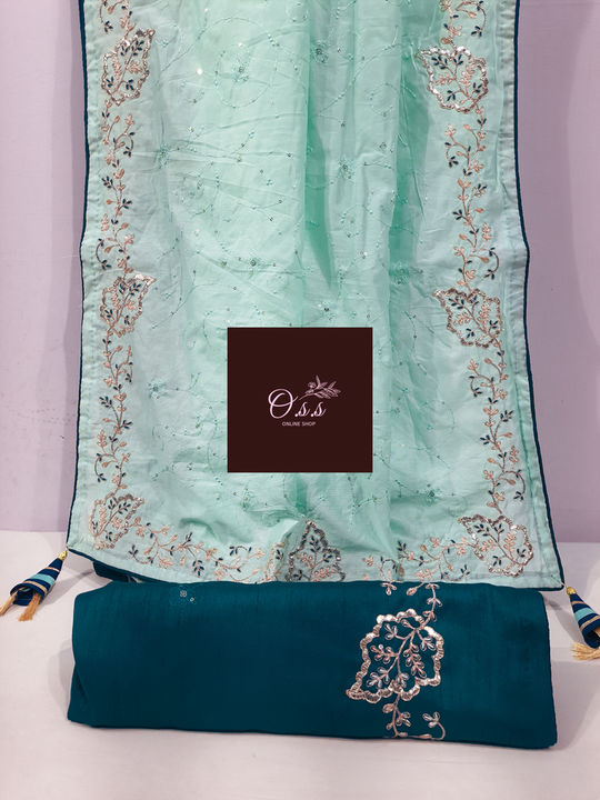 Post image New collection 💕 ✨ 💕 
Soft cotton fabric.....
Sequence all over zaal  work &amp; gota work with embroidery work Border all over saree...............
Full sequence embroidery butti all over blouse with Gota embroidery Border in Blouse.......................
Contrast Blouse 👚.......
Best quality.........
Best prise..........
Fast booking