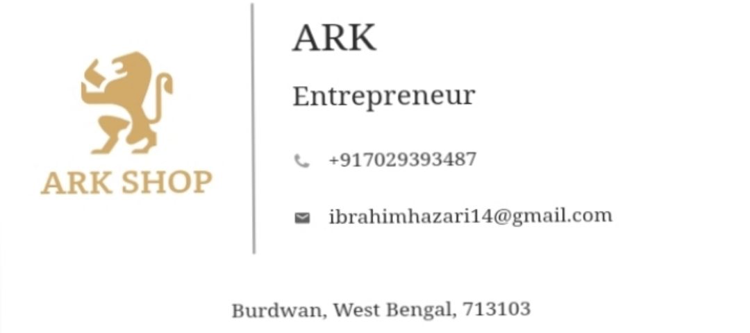 Visiting card store images of ARK SHOP😎😎😎😎