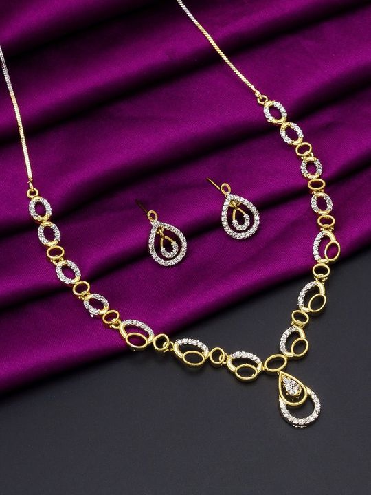 Unique Jewells Crystal Necklace Set for Women & Girls (silver & golden) uploaded by Unique jewellery on 1/18/2022