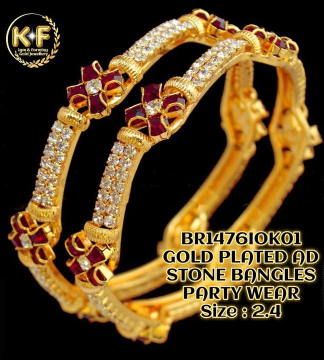 Gold plated bangle with AD stone uploaded by business on 1/18/2022