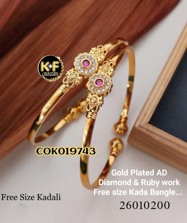 Gold Plated Ad Stone work Bangle uploaded by  KFashion Forming Jewellery on 1/18/2022
