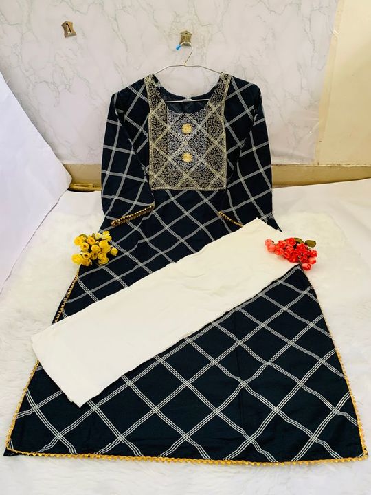 Embroidery work Kurti pant uploaded by Vc creation on 1/18/2022