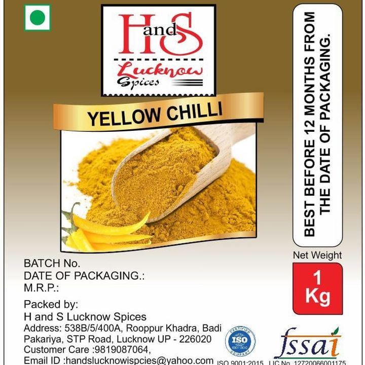 Yellow chilli powder uploaded by H and S lucknow spices on 1/18/2022