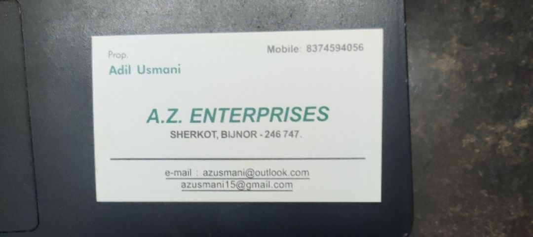 Visiting card store images of AZ Enterprise