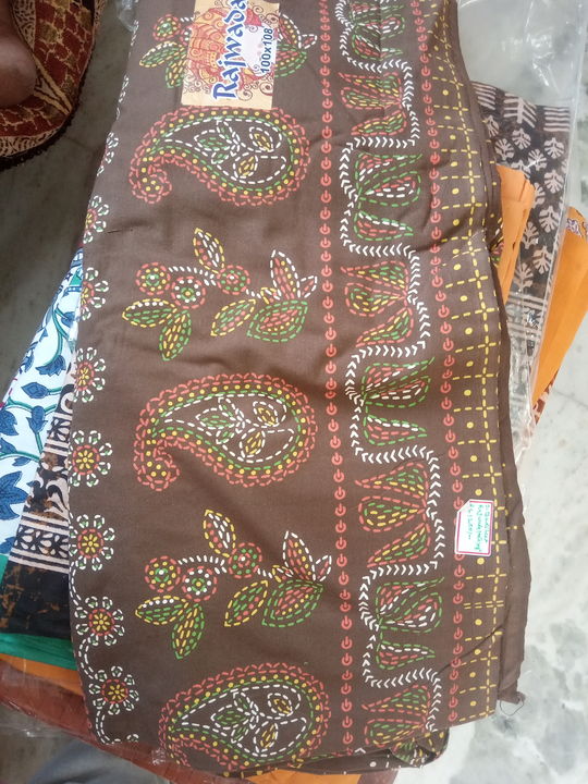 Katha work king size cotton bedsheet uploaded by Anu's collection on 1/19/2022