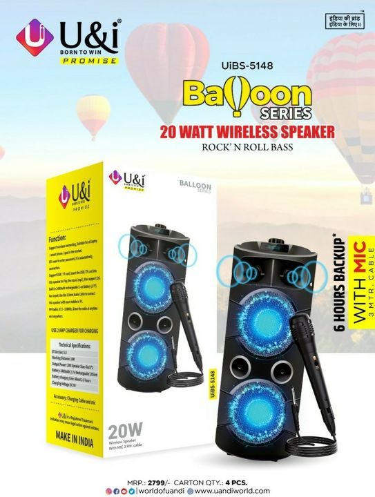 U&i BS5148 Balloon Series 20W speaker with Mic uploaded by Rohda mobile on 1/19/2022