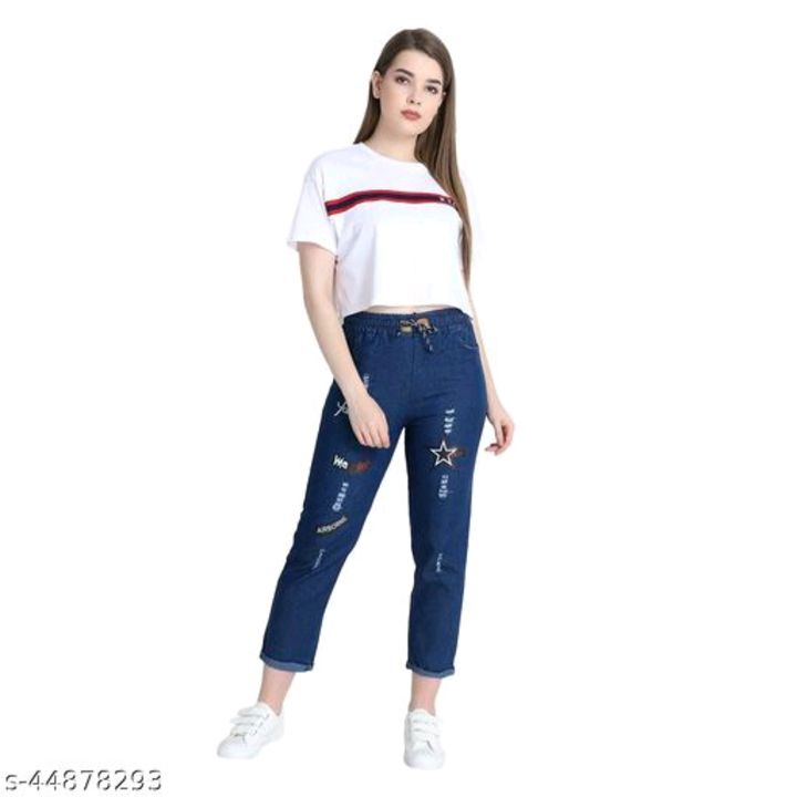  Women's  Denim Jeans Elastic Waist Drawstring Stretch Side Pockets Casual Summer Dark Blue Jeans
Fa uploaded by business on 1/19/2022