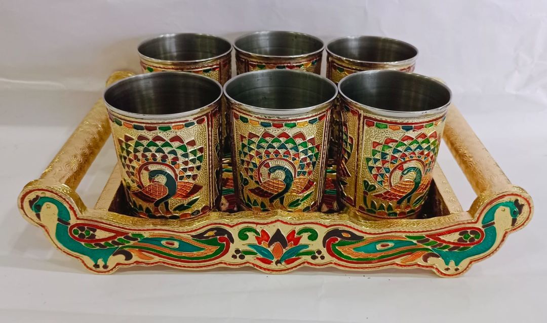 Tray and glass set uploaded by Rajshi Collections on 1/20/2022