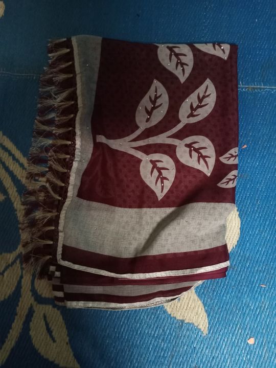 Post image Designer printed sareeFull length 6.30 mtr with running blouse Color maroon 350 RS only