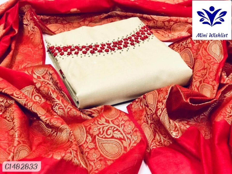 Premium Chanderi Cotton Suit With Hand Work & Jacquard Dupatta uploaded by Mini Wishlist on 1/20/2022
