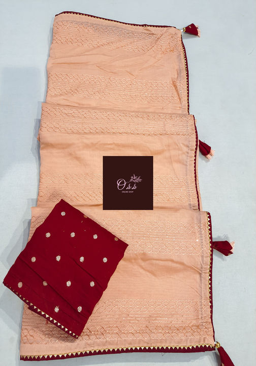 Post image New collection ✨ 👌 ✨ 
Soft cotton fabric..............
Beautiful cross-stich work -----sequence work in all over saree................
Beautiful Jari weaving butti in all over Blouse 👚 
Best 👌 quality 👌...........
Fast booking.....................