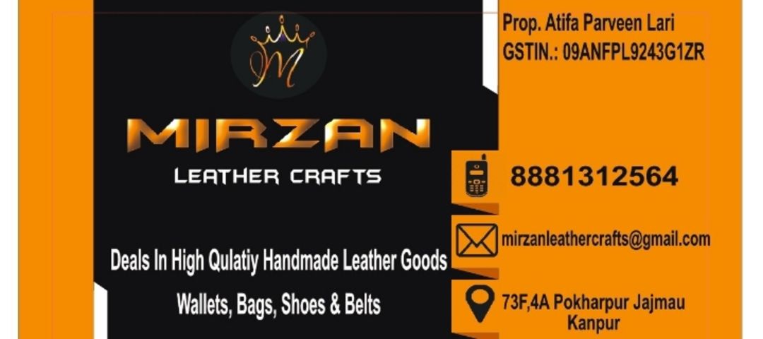 Visiting card store images of Mirzan Leather crafts