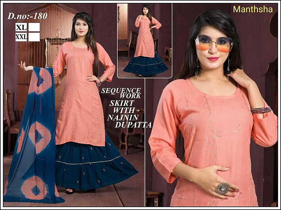 Kurti skirt with dupptta 3pis set uploaded by Manthsha creation on 10/2/2020