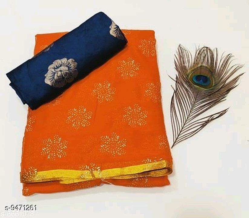 Post image Navratri Orange Abhisarika Refined Sarees

Saree Fabric: Chiffon
Blouse: Separate Blouse Piece
Blouse Fabric: Chiffon
Multipack: Single
Sizes: 
Free Size
