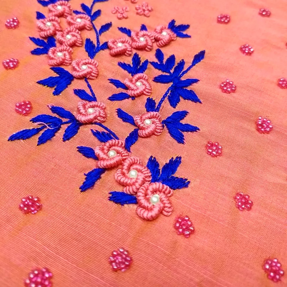 Hand embellished cotton dress material with chanderi silk dupatta uploaded by business on 1/21/2022
