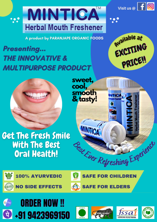 MINTICA - HERBAL MOUTH FRESHENER uploaded by Paranjape Organic Foods on 1/21/2022