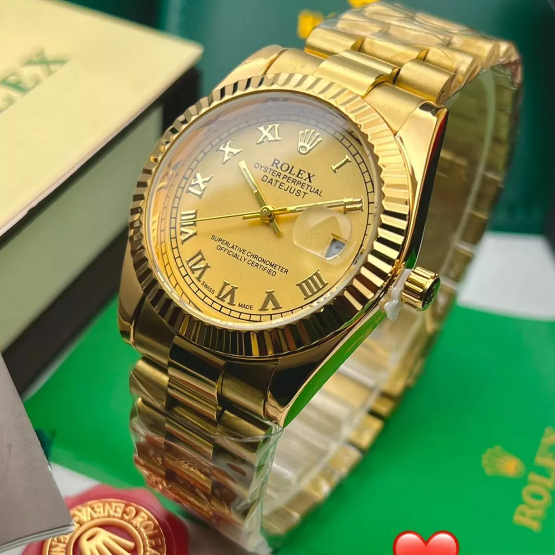 Post image ⭐️⭐️**ROLEX* watch limited stock available⭐️⭐️

Men’s 

*Original Premium Model*
*7A High quality*  
*Feature*
-chain watch
-12 hr dial. (Date &amp; day working)
-Quartz movement. 
-Heavy machinery. 
-solid steel back(sapphire Glass)


*avlb. price -Rs 799+$/-*😍😍