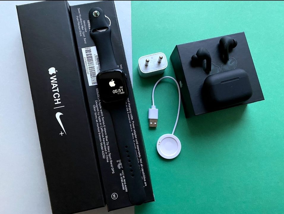 Post image *Best Wedding Gift Combo 2021 Edition*

*NEW LAUCH COMBO 2021*
.
👉 *AIRPODS   Black*
.
👉 *I WATCH SERIES 6*  

👉 WITH NIKE BOX Black &amp; Apple Doc
.
*PRICE :- 2900/-