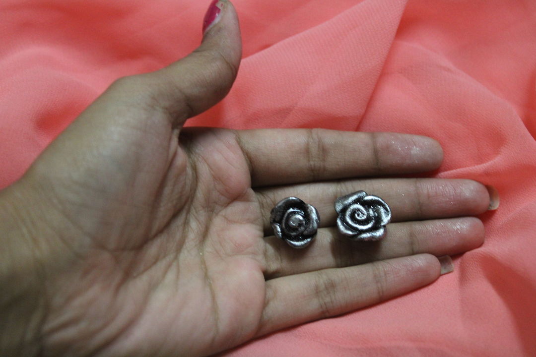 Rose clay oxidised coloured earrings uploaded by business on 1/21/2022