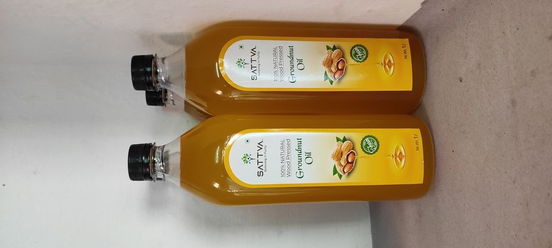 Wood Pressed Groundnut Oil, uploaded by Sattva Cold Pressed Oil Mill on 1/22/2022