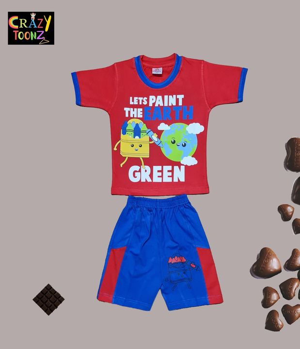 Half Sleeve Hosiery t-shirt with hosiery shorts for boys from 1 year to 9 years uploaded by CRAZYTOONZ KIDSWEAR on 1/22/2022