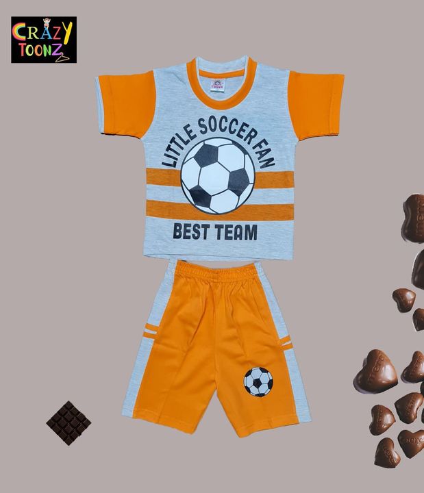 Half Sleeve Hosiery t-shirt with hosiery shorts for boys from 1 year to 9 years uploaded by CRAZYTOONZ KIDSWEAR on 1/22/2022
