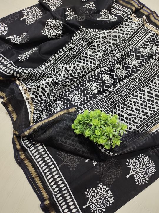 chanderi print saree uploaded by business on 1/22/2022