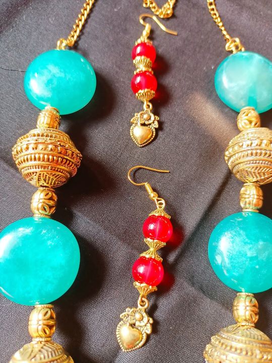 Golden ball long neckpiece uploaded by Krishna creation on 1/22/2022