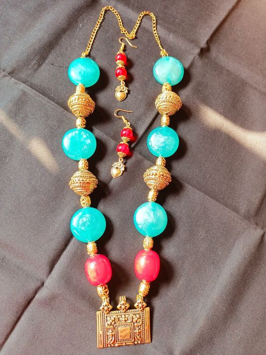 Golden ball long neckpiece uploaded by Krishna creation on 1/22/2022