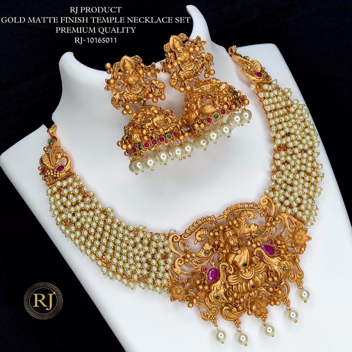Gold matte finish neckesh set uploaded by Radhe jewellery  on 1/22/2022