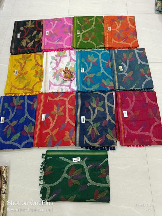 Chanderi silk saree
Allover Jamdani print
Soft quality with BP
 uploaded by business on 1/22/2022