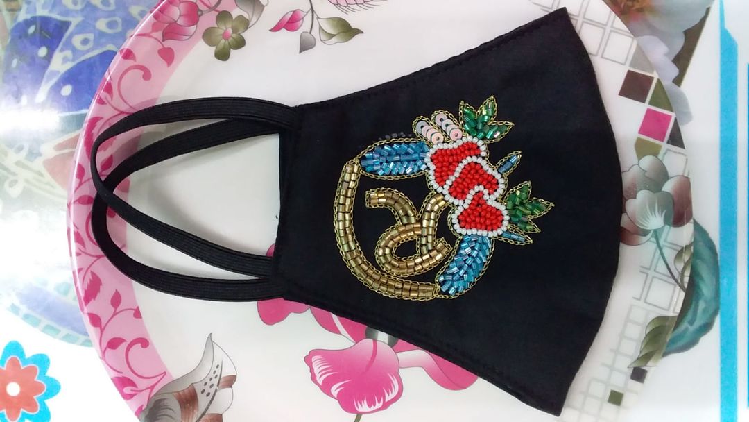 Hand embroidery Wark designer face mask uploaded by business on 1/23/2022