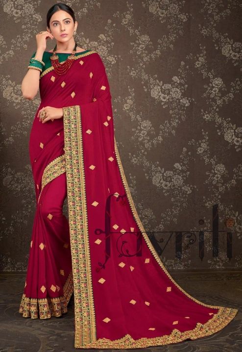 Satin glamourous sari uploaded by Favriti on 1/23/2022