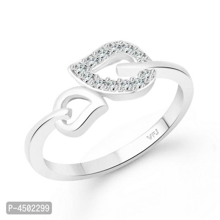 *Trendy Alloy Leaf CZ Rhodium Plated Finger Ring for Women* uploaded by business on 1/23/2022