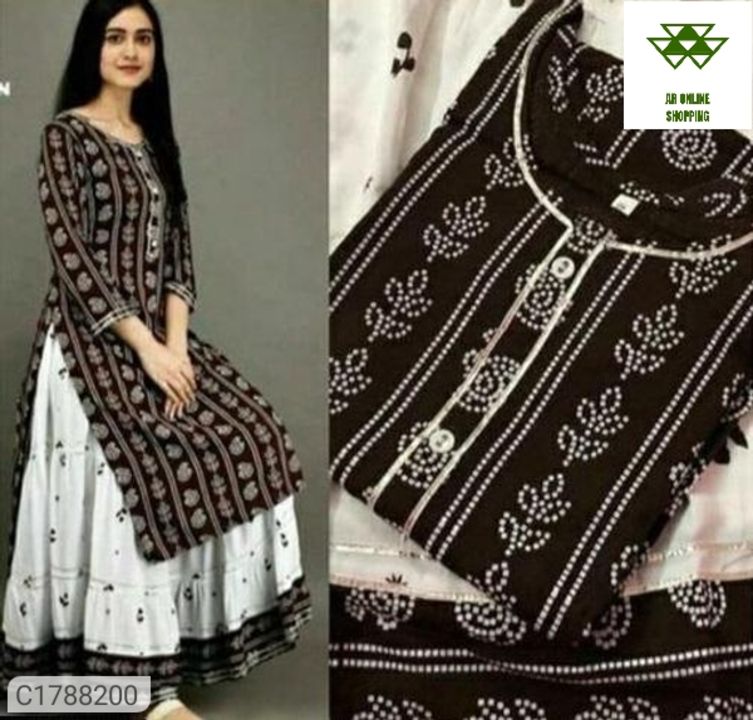 Unique Rayon Printed Kurti Skirt Set uploaded by business on 1/23/2022