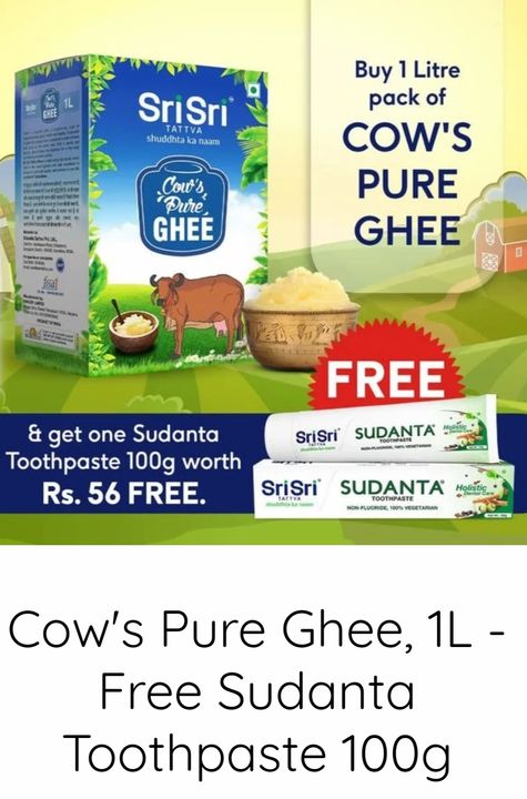 *Jay Jagannath* Cow's pure ghee 1L /free sudanta toothpaste 100g

*Rs.561(freeship)*
*whatsapp.99370 uploaded by NC Market on 1/23/2022