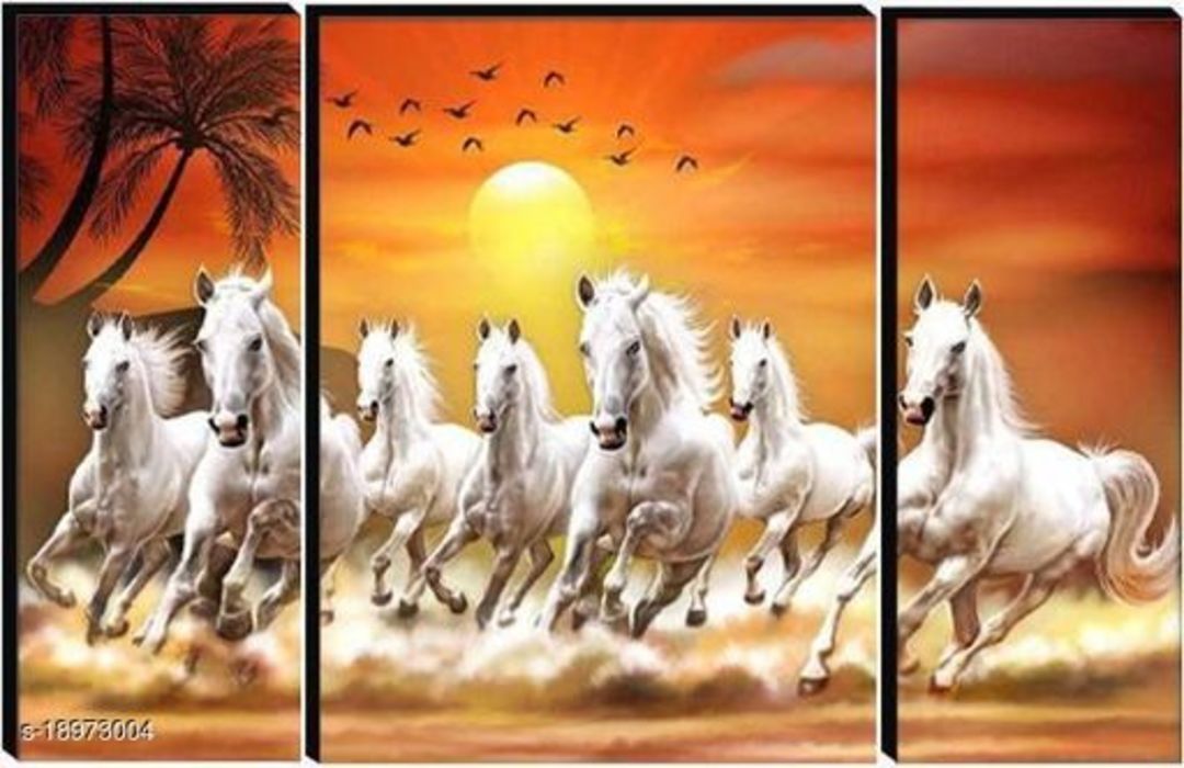 Seven running horse vastu uv textured wall painting with MDF board uploaded by business on 1/24/2022