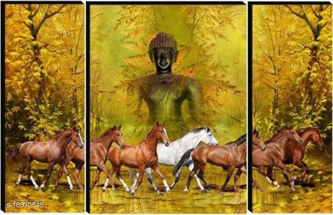 Seven running horse vastu uv textured wall painting with MDF board uploaded by business on 1/24/2022